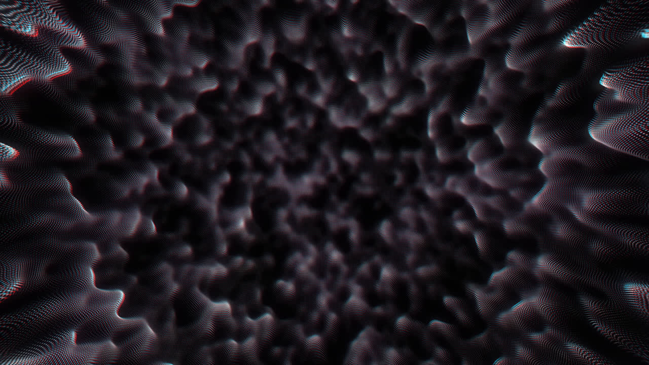 Animation of grey waves on black background