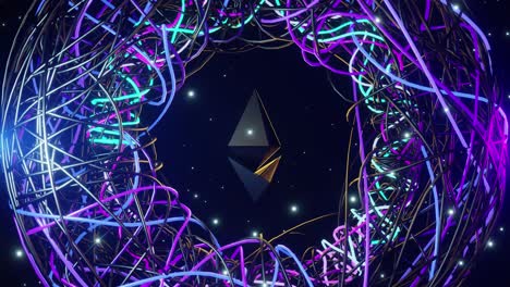 ethereum en anillo cripto fondo en el espacio