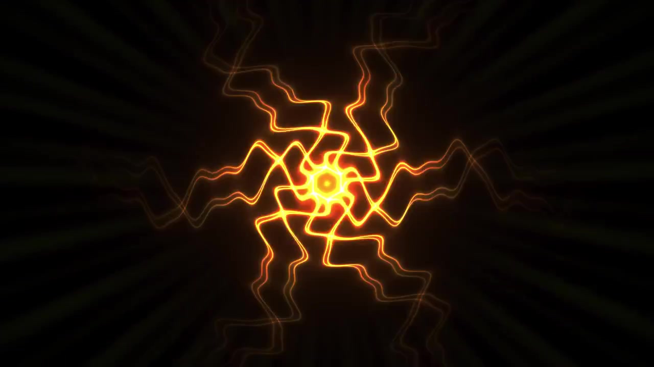 Abstract Glowing Orange Energy Fractal Pulsing on Black Background
