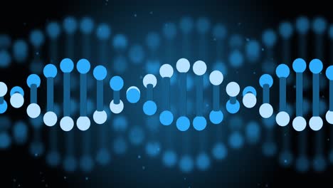 animación de cadenas de adn sobre un fondo azul