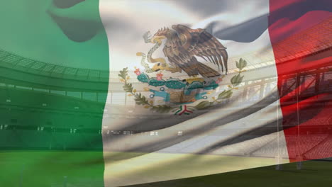 Animación-De-La-Bandera-Ondeando-De-México-Sobre-El-Estadio.