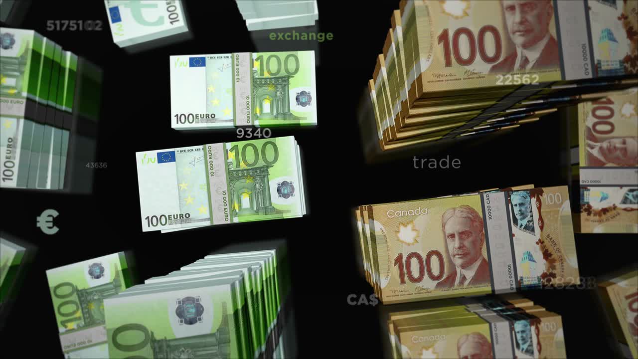 анимация цикла обмена евро и канадского доллара