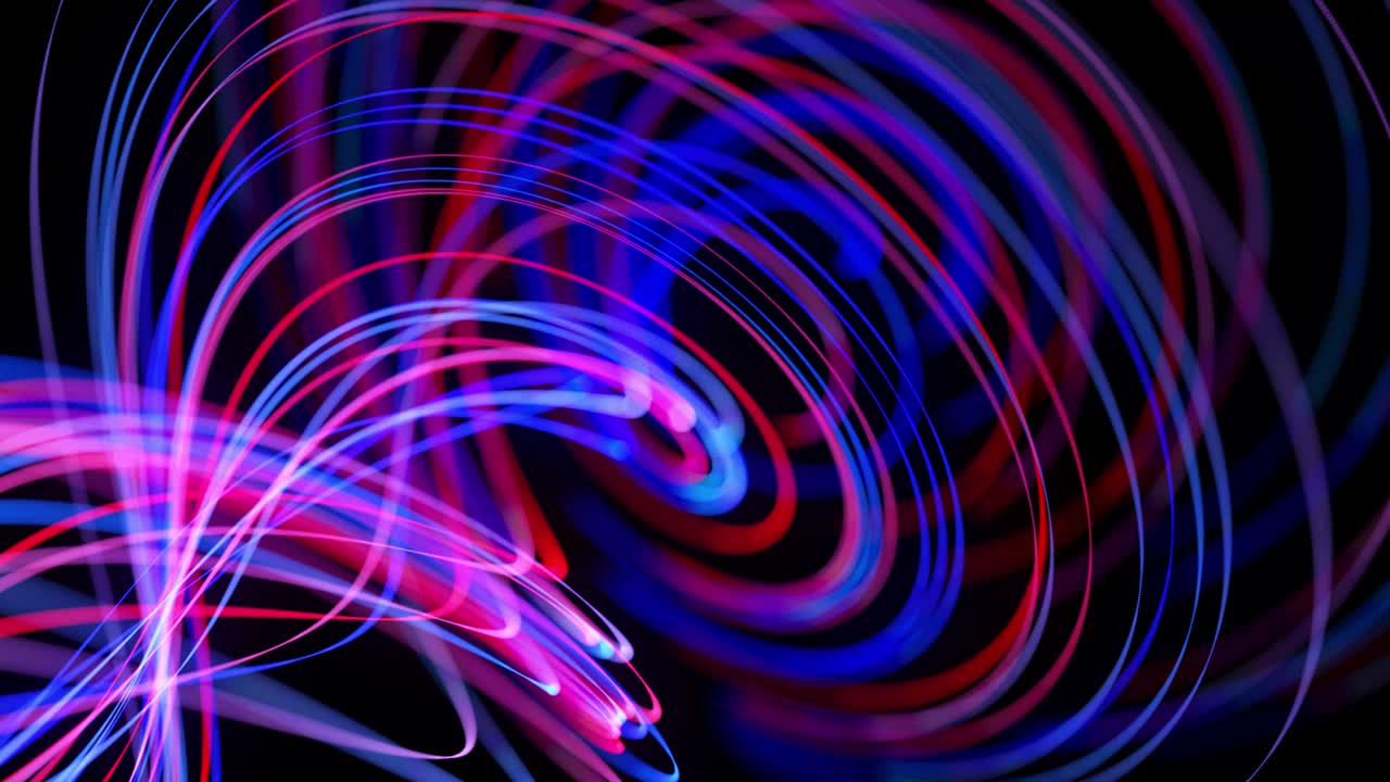 flujo de luz bg en 4k. fondo en bucle abstracto con rastros de luz, flujo de líneas de neón rojo azul en el espacio se mueven para formar formas espirales en bucle. fondo de diseño de movimiento moderno de moda. efecto de luz,