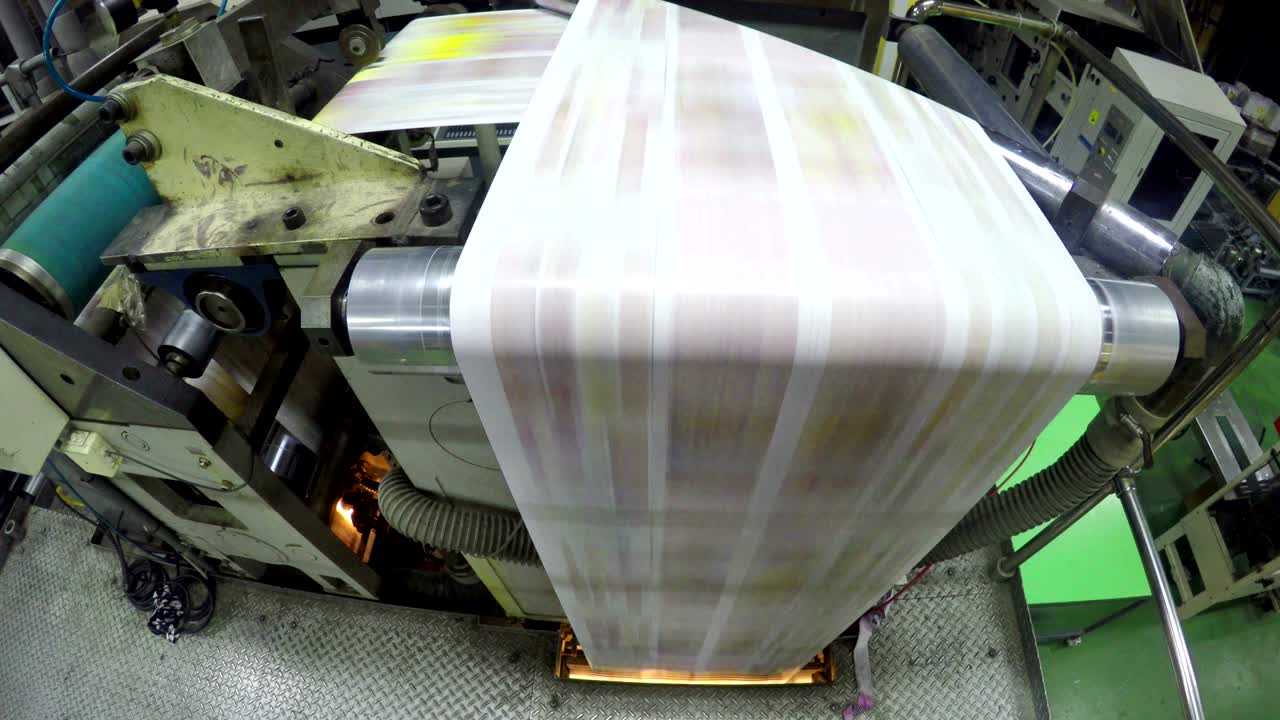 인쇄 공장 공장, 잡지 라인 프레스 롤러 인쇄 유, uhd 스 비디오 루프