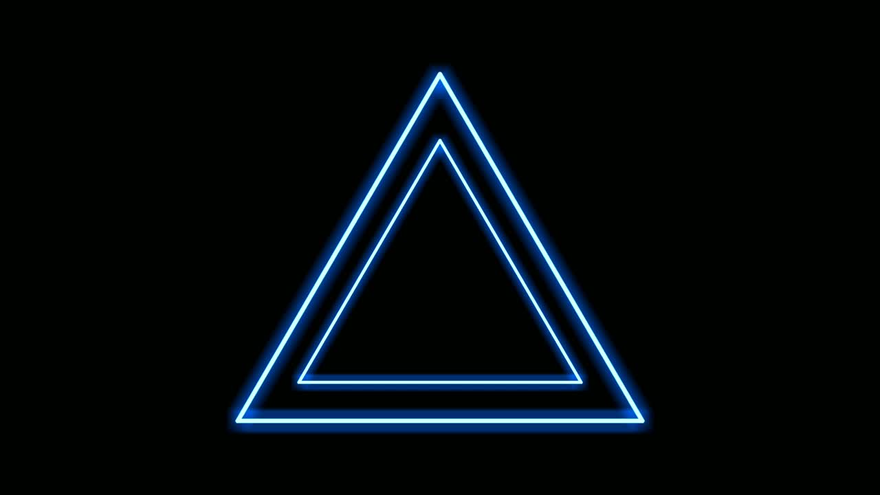 animación de borde de triángulo de luz de neón sobre fondo negro