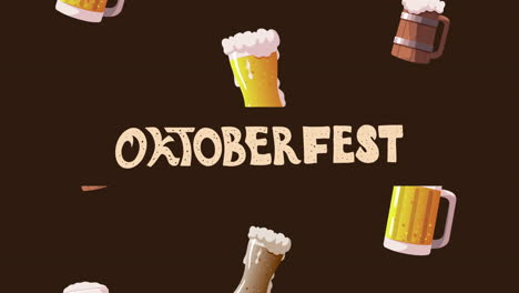 oktoberfest lettering with beers animation