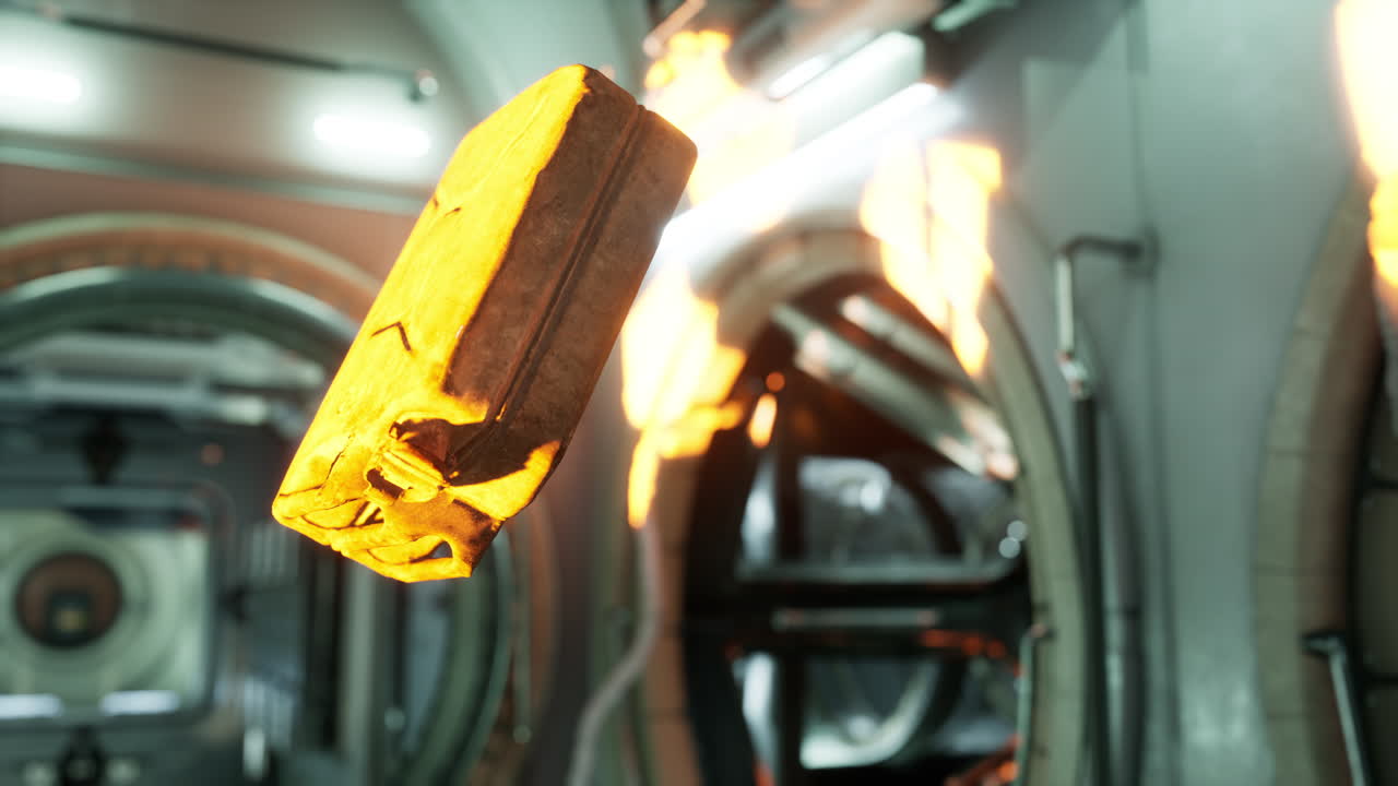 un recipiente de combustible flotando en la vieja estación espacial internacional