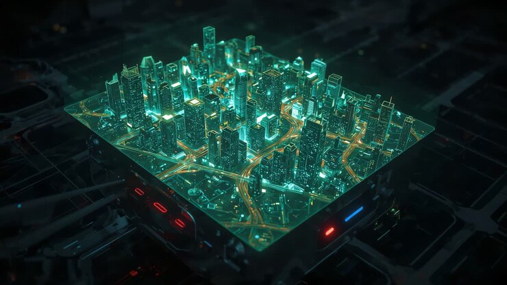 paisaje urbano digital futurista