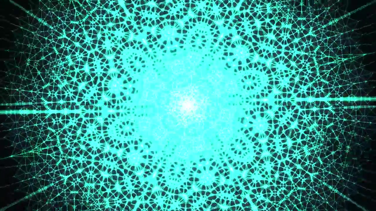 Abstraktes geometrisches Muster mit pulsierendem Cyan-Licht