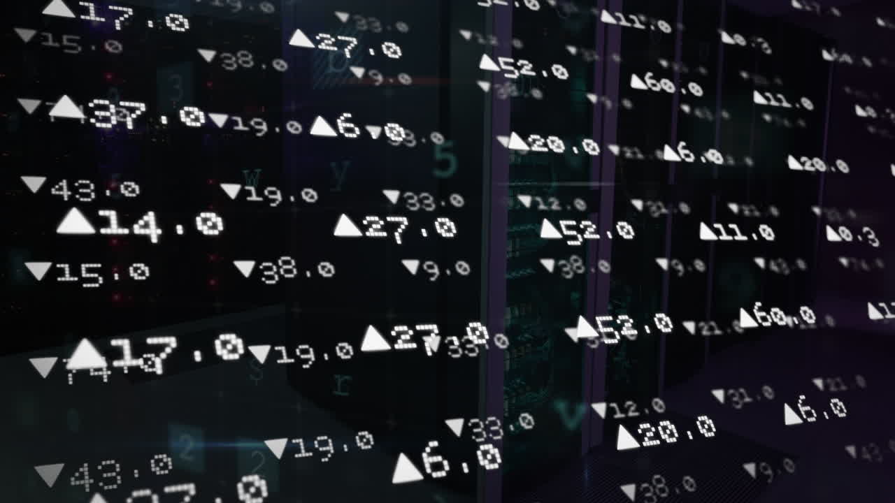 animación del procesamiento de datos en la sala de servidores