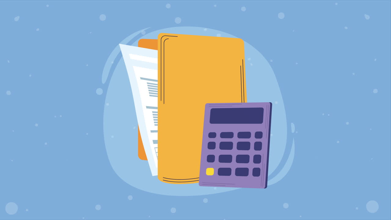 documento de archivo de carpeta con animación de la calculadora