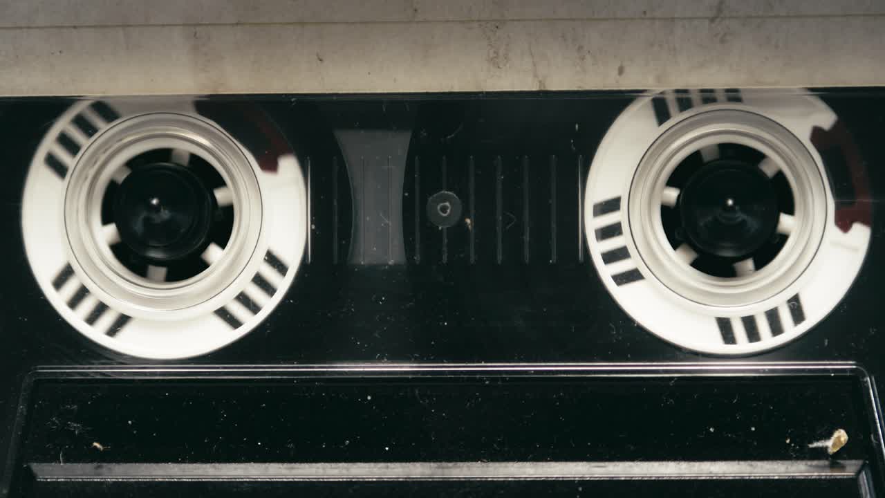 Home entertainment Close-up playback action of cassette tape recorder