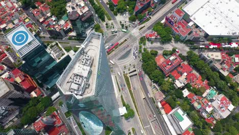aerial view of a big building in cityscape