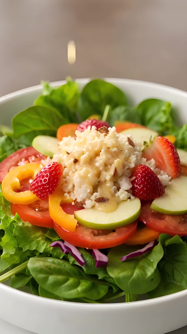 Salad Segar Sehat dengan Latar Belakang Buram 4K
