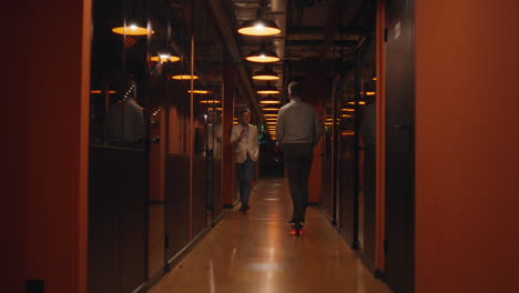 empty office hallway at night