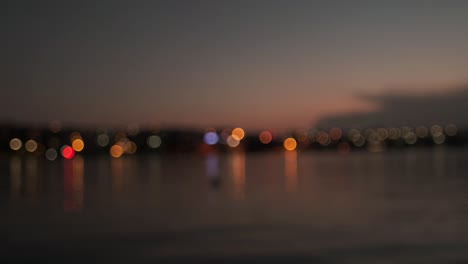 motion of out of focus orange and yellow lights of istanbul city at night