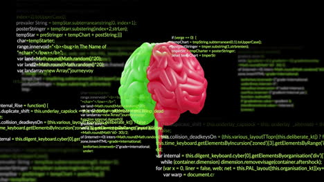 Animation-of-human-brain-and-data-processing-over-black-background