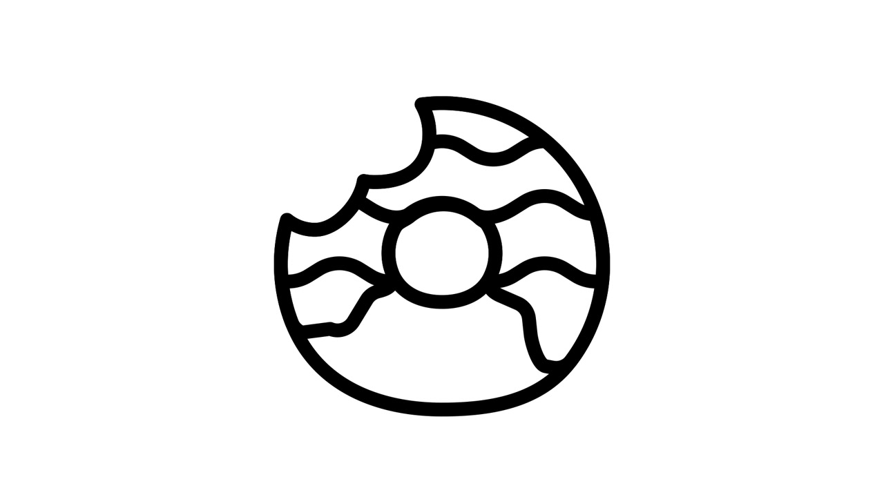 Geanimeerd donutpictogram met een hap eruit en hersteld
