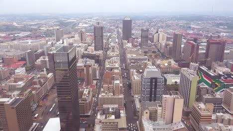 good high angle establishing shot of johannesburg south africa downtown business district 3