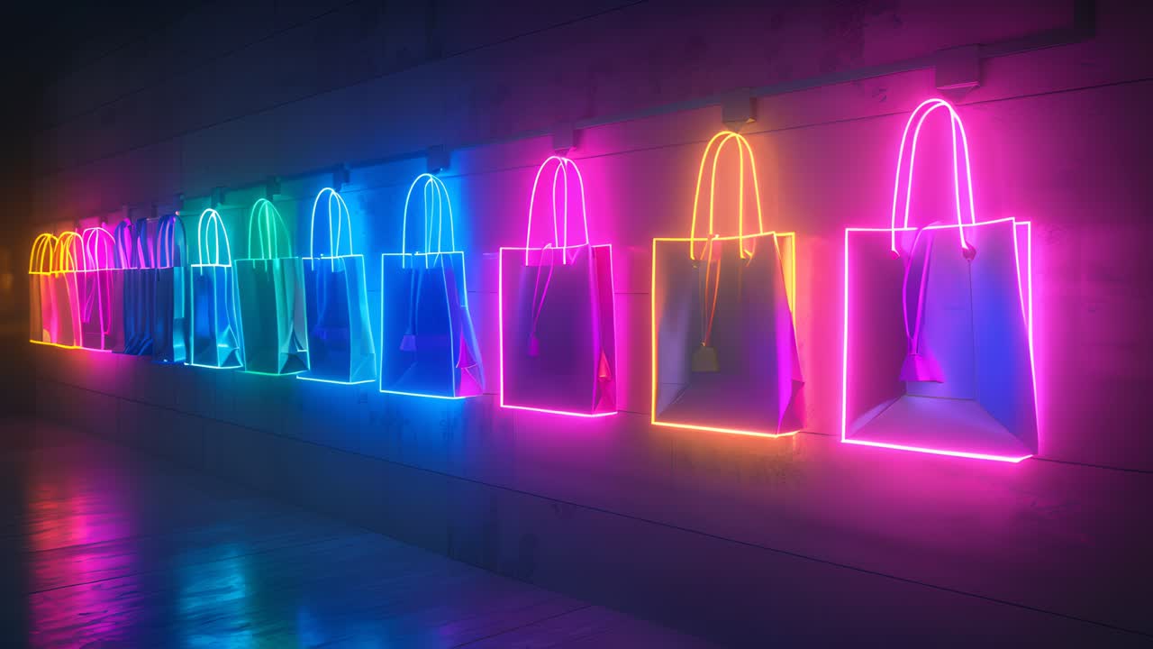 네온 쇼핑 가방 디스플레이