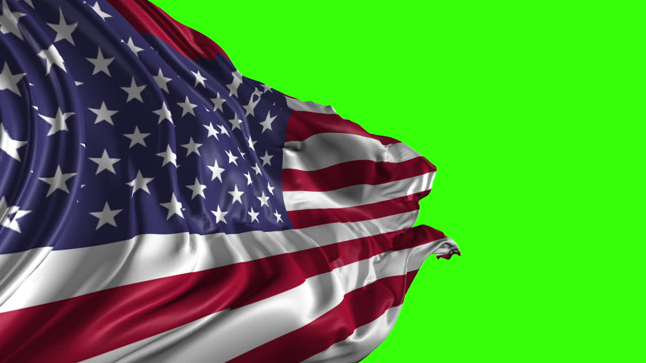 American flag waving on green screen
