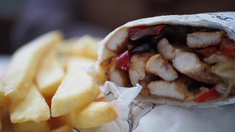 chicken wrap and french fries