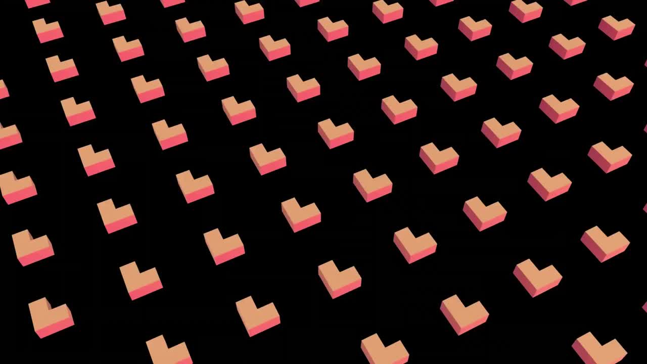 animación del comienzo de la prensa sobre un fondo digital con corazones en 3d