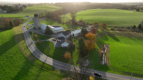 family farm in rural usa during autumn