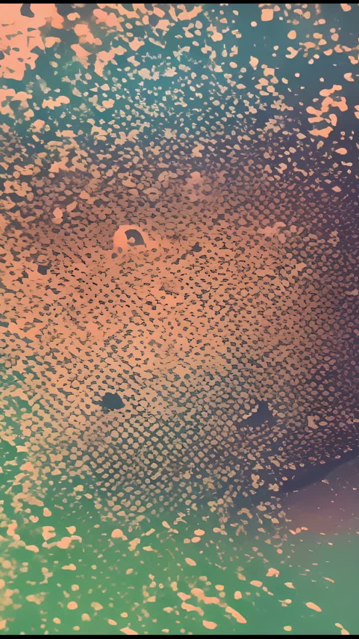 Vertical video: Foam covering car windshield in vehicle cabin, with peach teal gradient background