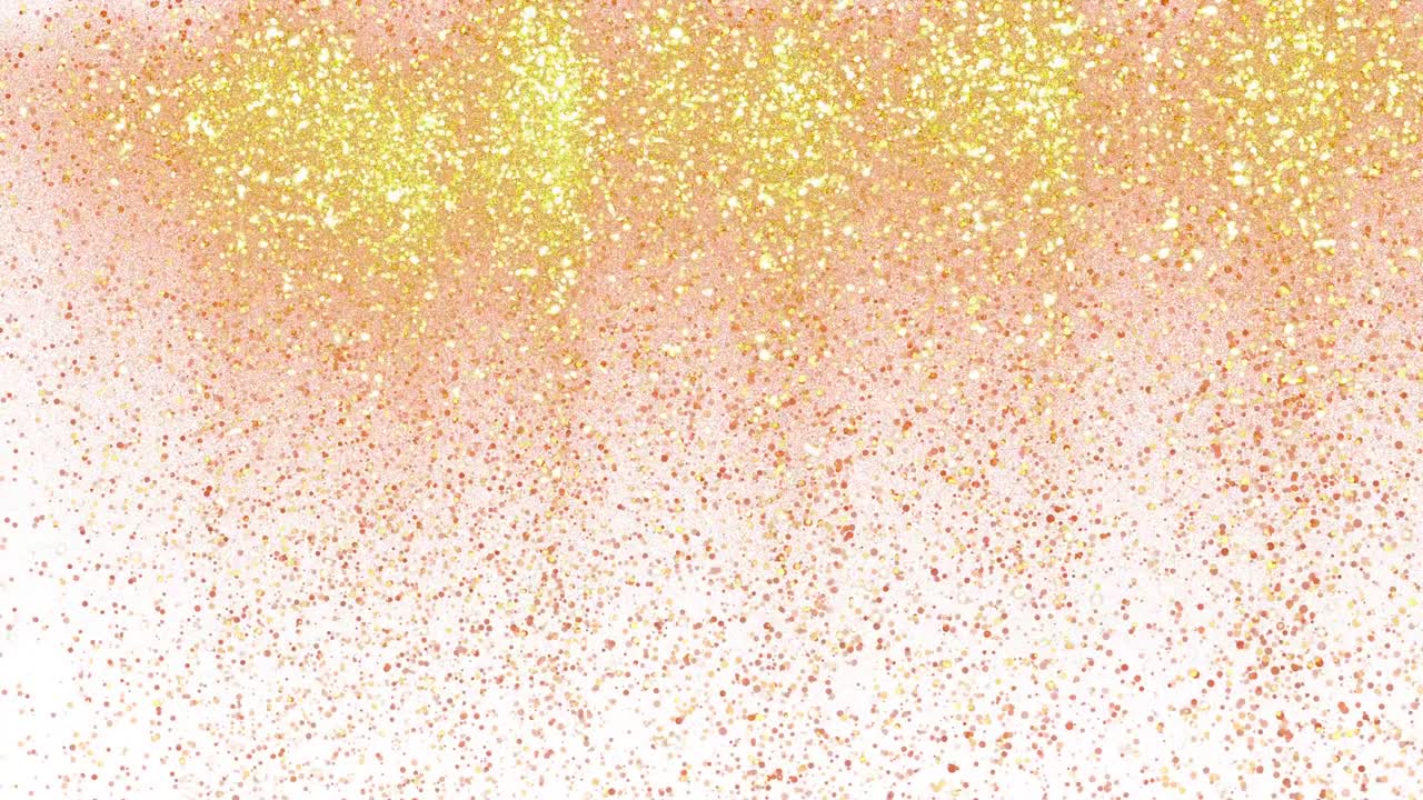 금빛 반이는 가루 방울, 매이지 않는 루프, 축제 황금 먼지 입자가 반인다.