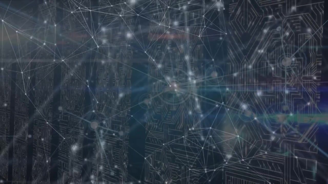 Animation of network of connections over server room
