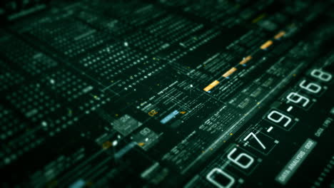 matriz de datos avanzada, telemetría y cifrado de números simulación de interfaz de usuario visualización en el ciberespacio abstracto entorno de desenfoco de fondo