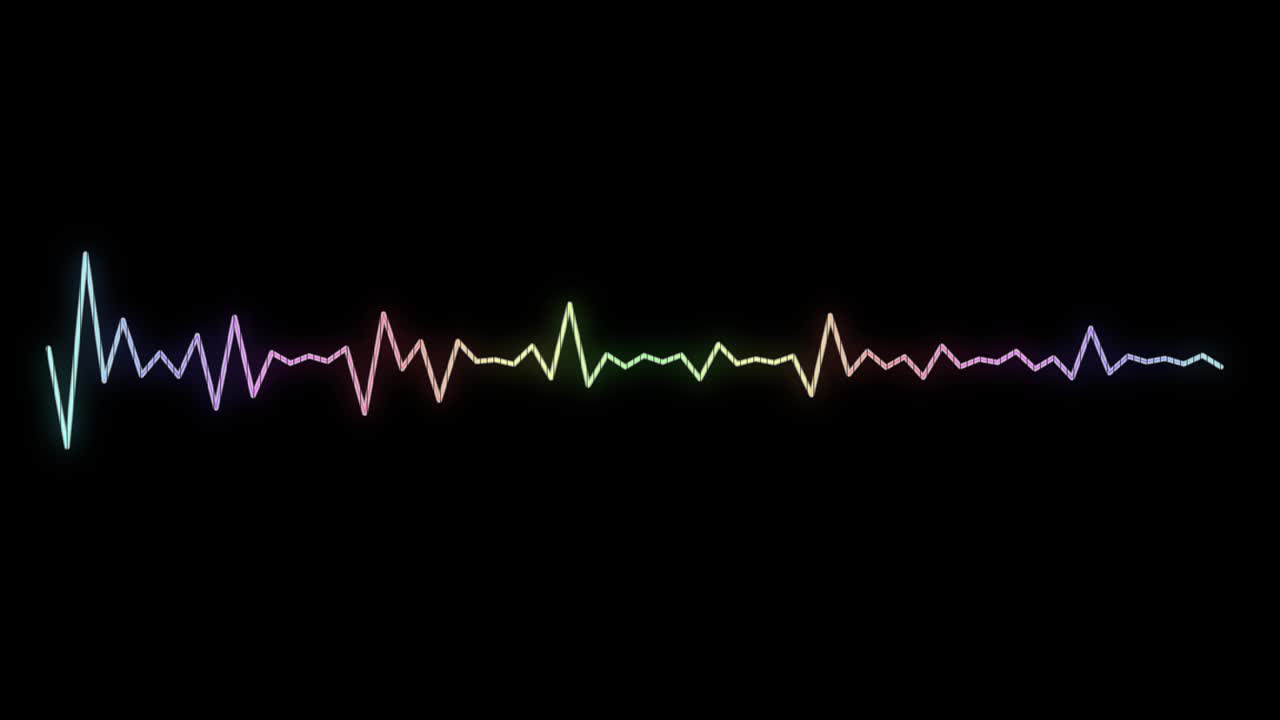 4k Sound wave analog lines animation on black background, Music equalizer, audio waves or sound frequency in lines, digital player waveform, hud for sound technology or tune bar, recorder signal.