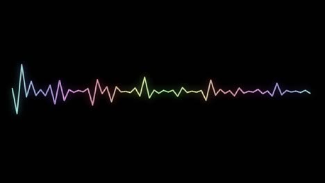 animación de líneas analógicas de onda de sonido 4k en fondo negro, ecualizador de música, ondas de audio o frecuencia de sonido en líneas, forma de onda de reproductor digital, hud para tecnología de sonido o barra de melodía, señal de grabadora.