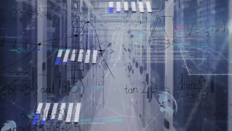 animación del procesamiento de datos en la sala de servidores