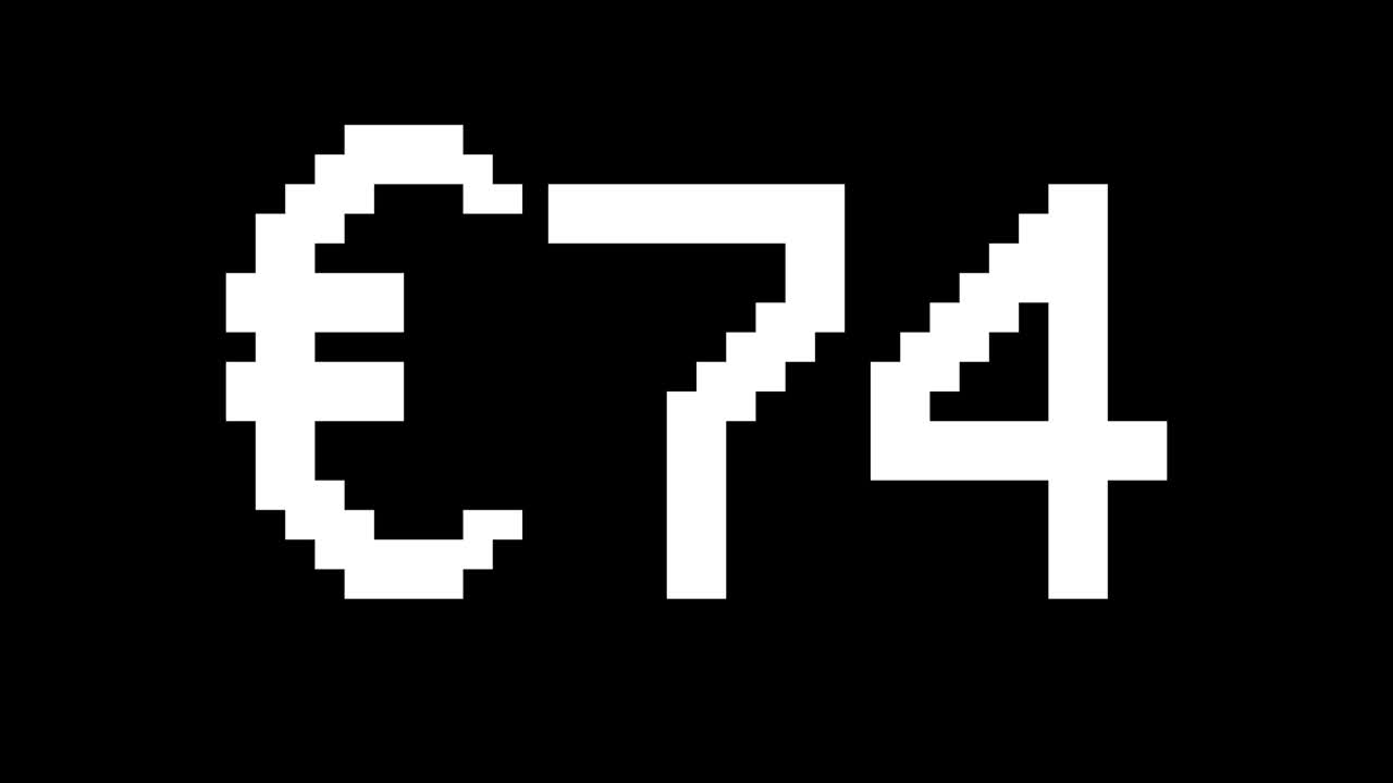 Black Background Euro rising from 0 to 100 - Digital counter number 0-100 - Loading progress bar with percentage - 0-100€ - Count up From 100 to 0