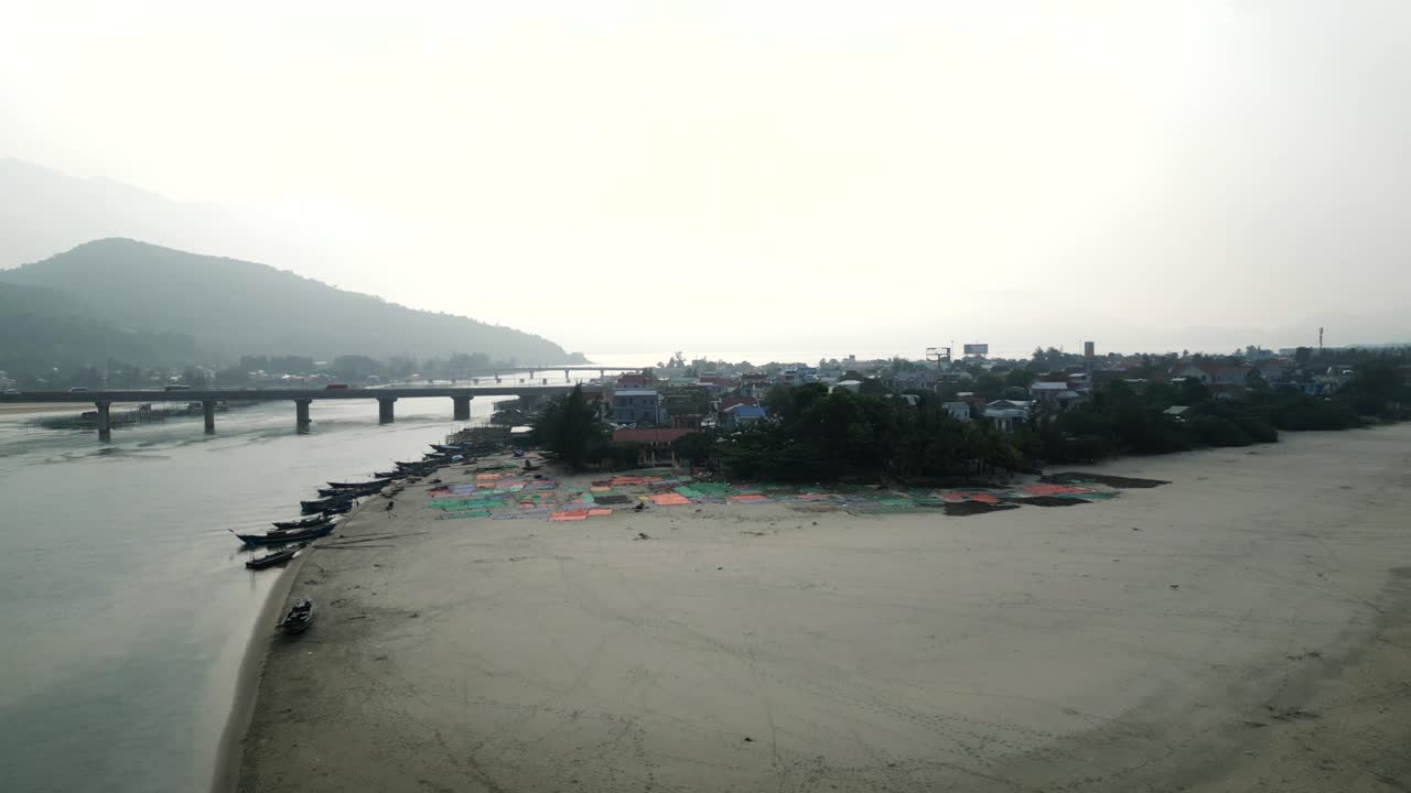 Aerial View of a Coastal Fishing Village