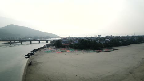 aerial view of a coastal fishing village