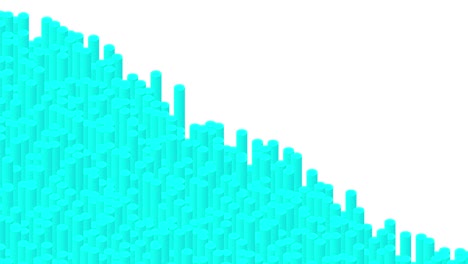 barra de cilindro 3d patrón de onda de baraje isométrico virtual, diseño de concepto de tecnología blockchain ilustración de color azul sobre fondo blanco animación de bucle sin costuras 4k, con espacio de copia