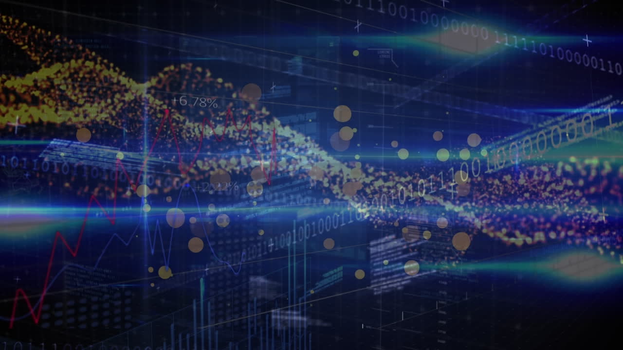 어두운 배경에서 데이터 처리의 애니메이션