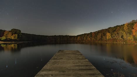 star time lapse with dock and lake