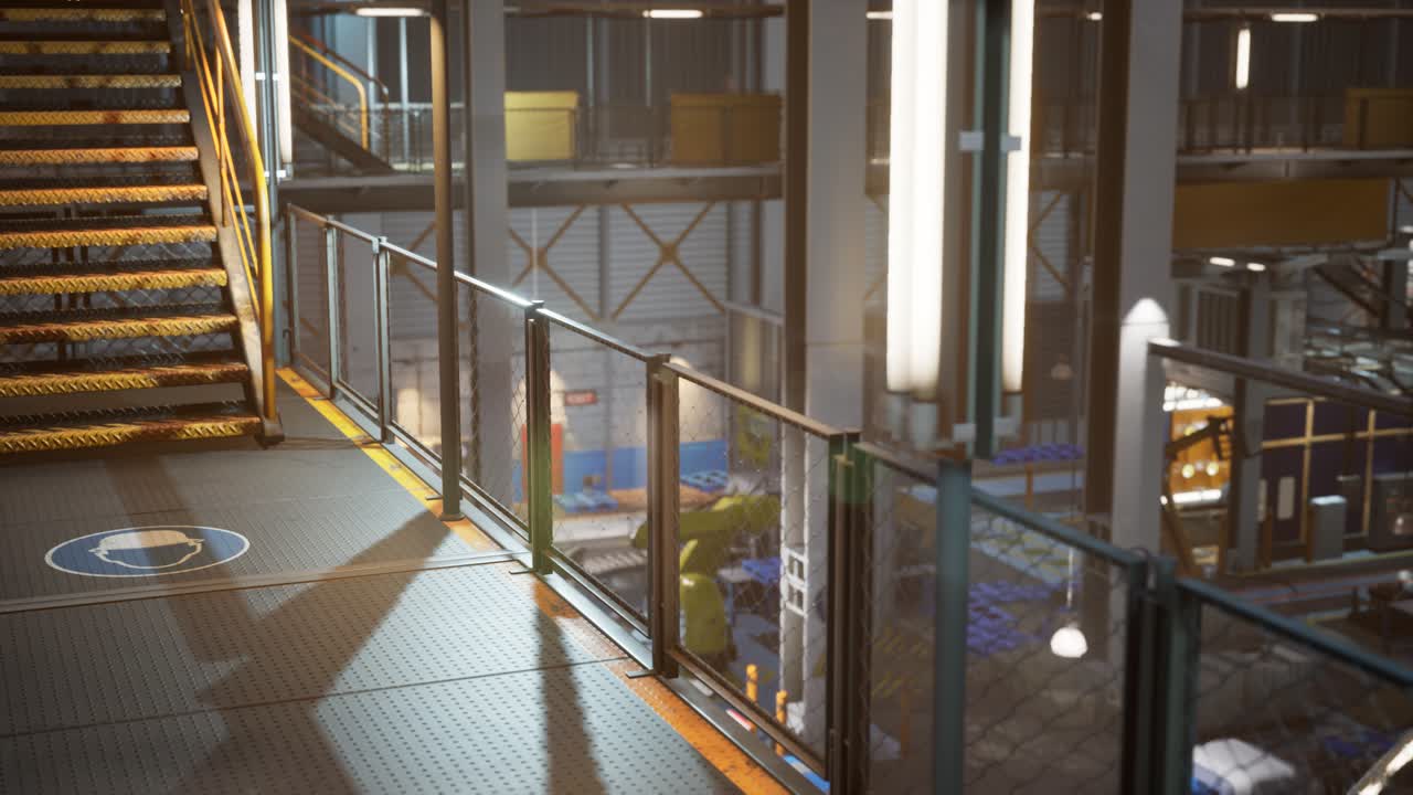 interior de una fábrica de automóviles con una línea de producción