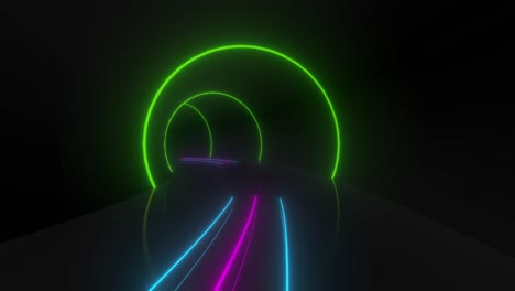 túnel de neón brillante