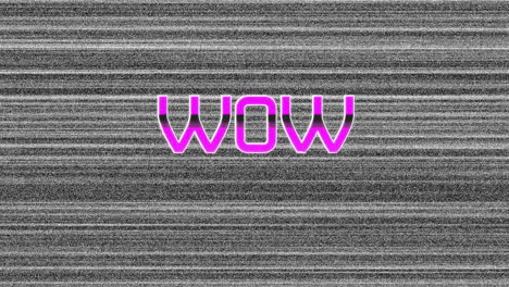 animación de texto wow sobre líneas grises con glitch