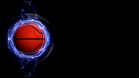 basket ball in blue fibers ring, animation, rendering, background, loop