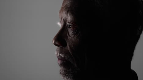 close-up sad black male eyes