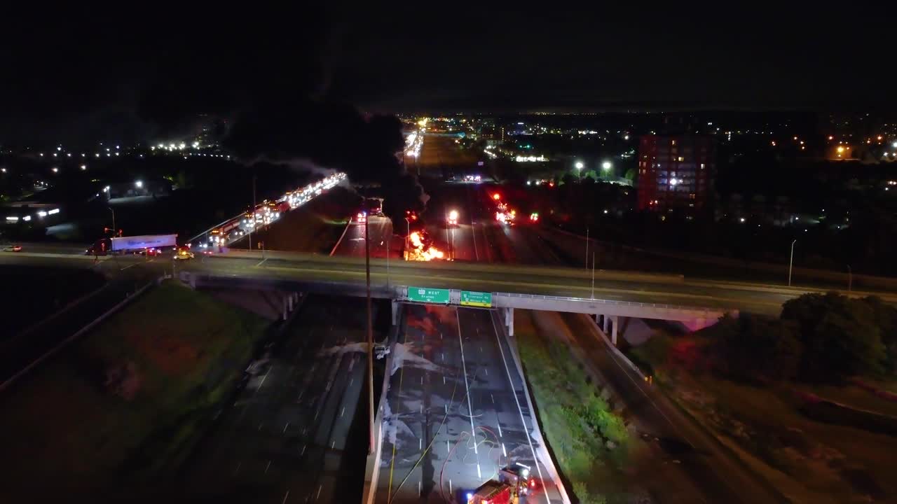Scene of a horrifying fatal tanker truck collision explodes into a fuel fed inferno