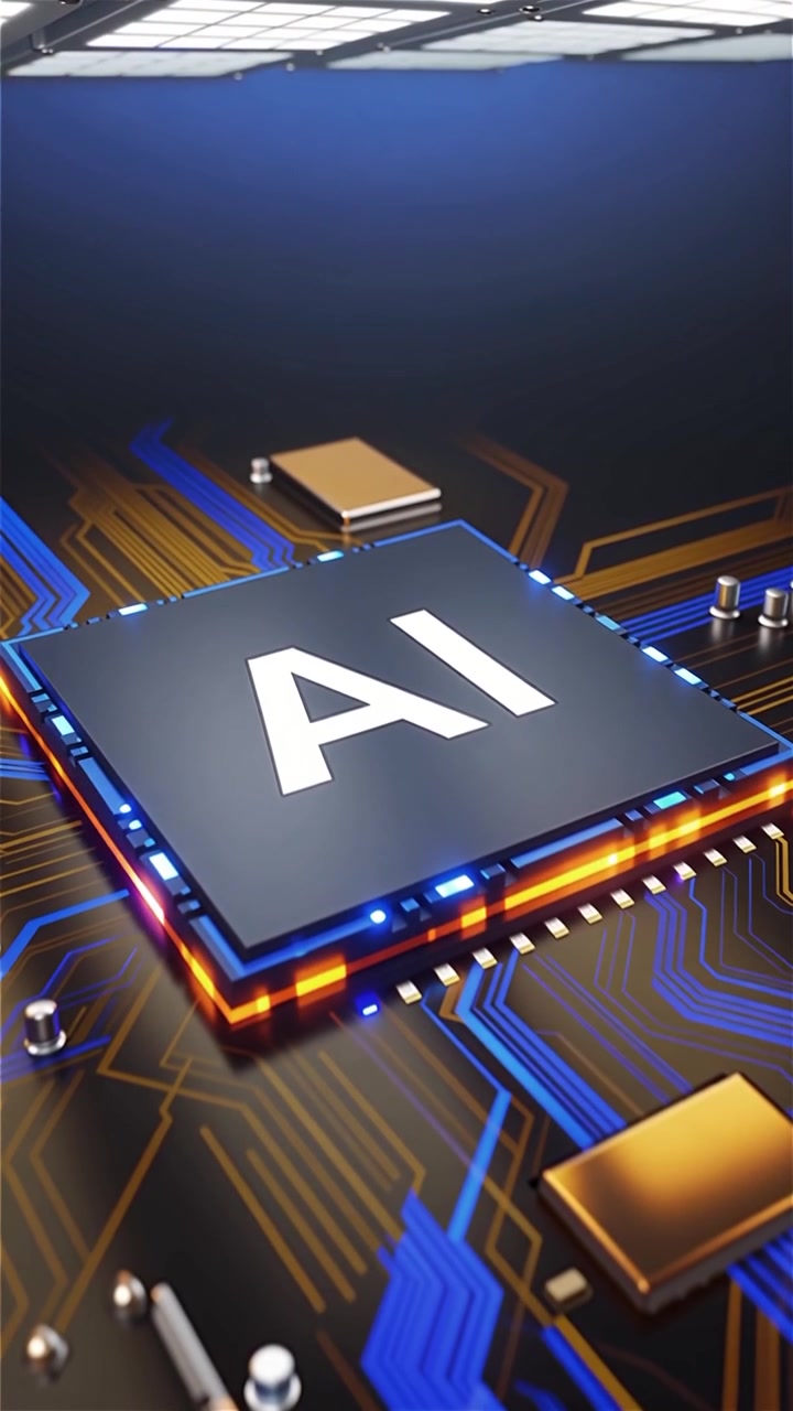 Futuristic AI Chip Motherboard Technology Background