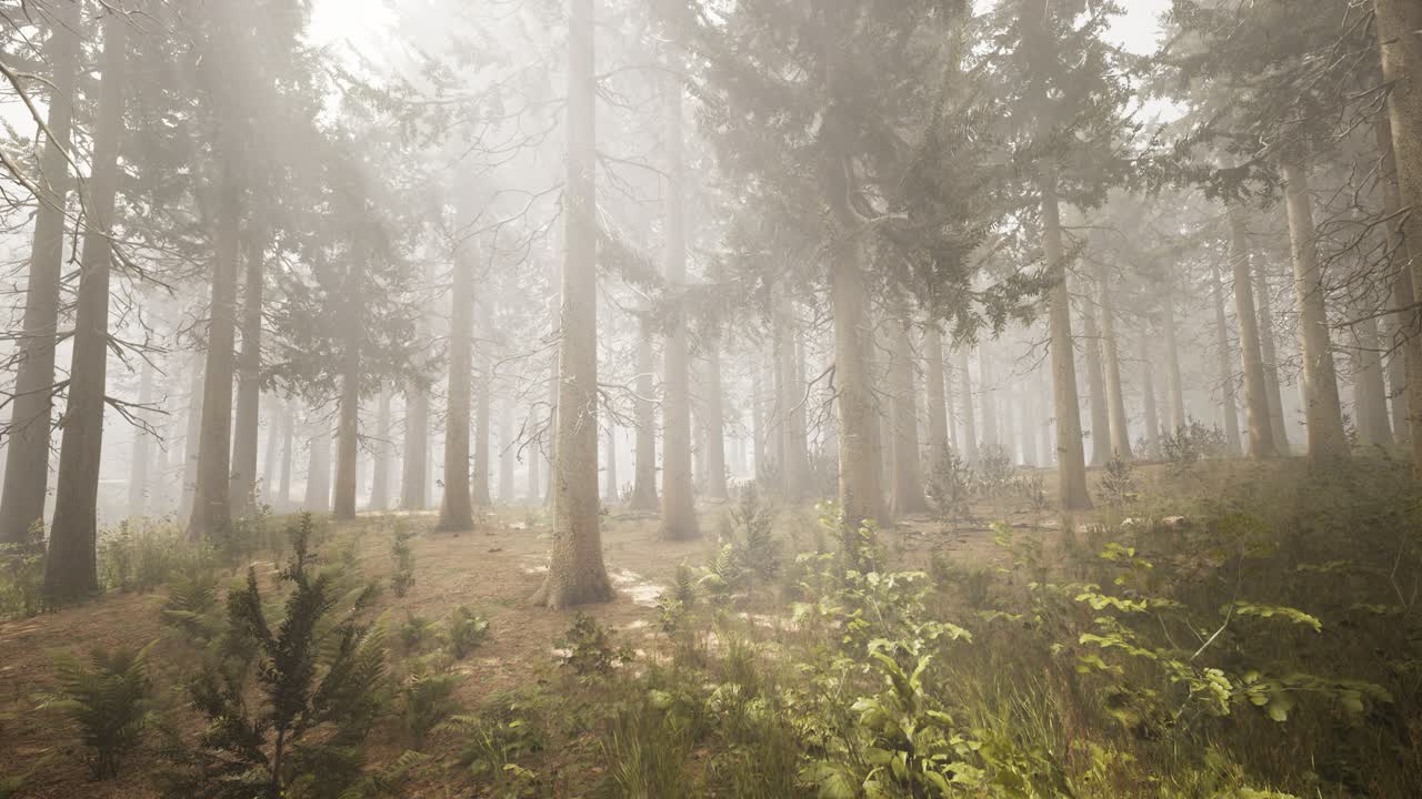 자연 스프루스 숲 의  ⁇ 빛