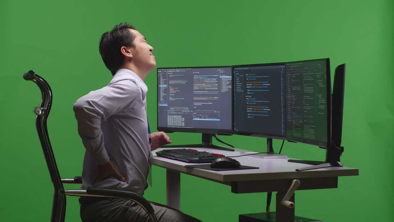 프로그래머가 일하는 동안 허리 통증을 경험합니다.